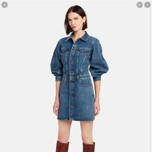 NWT AGOLDE Balloon Sleeve Denim Mini Dress